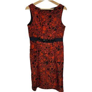 Jones New York Black & Red Sheath Midi Dress 10